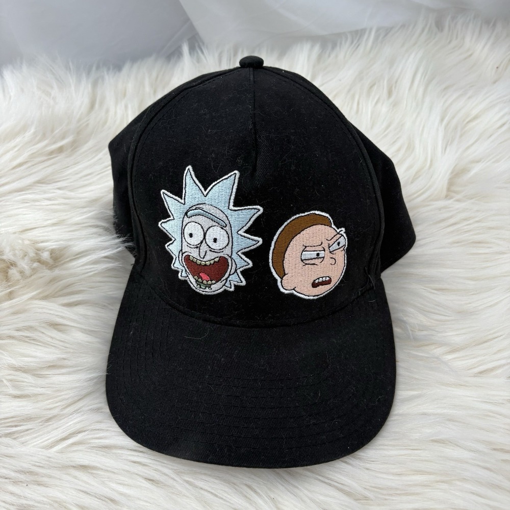 RICK AND MORTY BLACK‎ EMBROIDERED STRAPBACK ADULT SWIM CARTOON HAT BLACK CAP